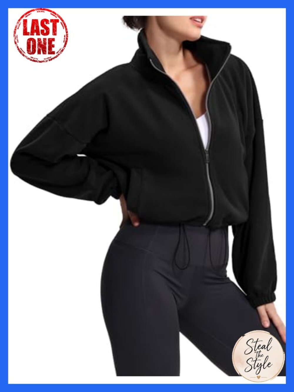 Women's Fleece Cropped Jacket Full Zip Short Sherpa Coat